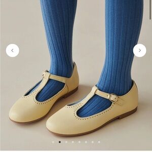 La Coqueta Butter yellow leather Mary Jane toddler dress shoes